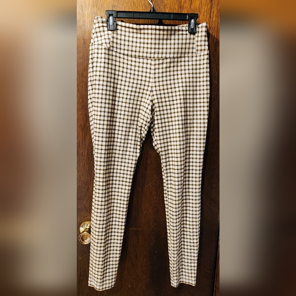 Plaid Stretch Tapered Pants - Cream & Black